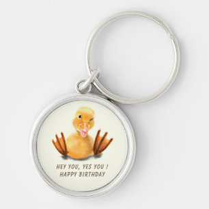 Lättsinnigt skållande från Birthday Keychain Playf Rund Silverfärgad Nyckelring