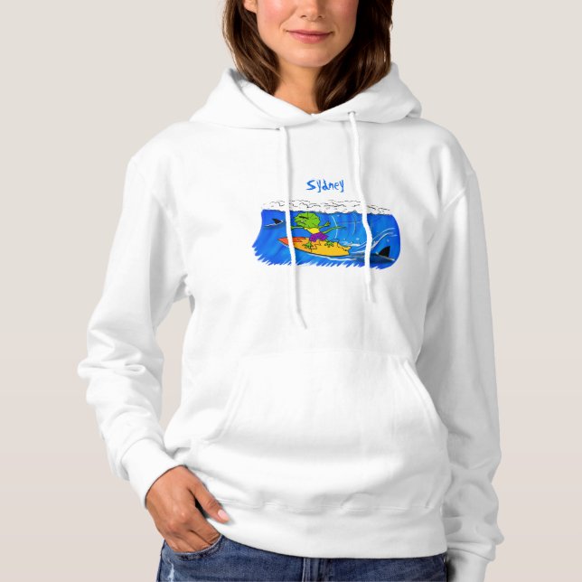 Lättskrämd nacke-ödla surfing tecknad t shirt (Framsida)