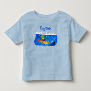 Lättskrämd nacke-ödla surfing tecknad t shirt