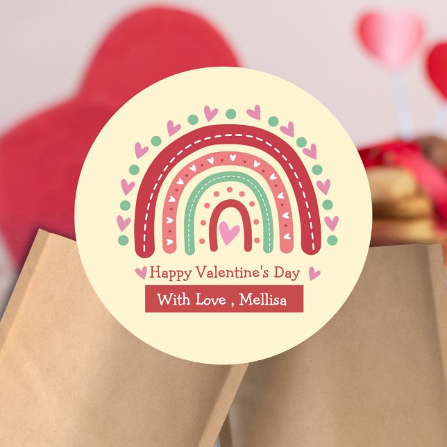 Lättsökta Valentineser Rainbow Heart Runt Klistermärke (Skapare uppladdad)