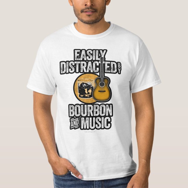 Lättspridd av Bourbon och Music T-Shirt (Framsida)