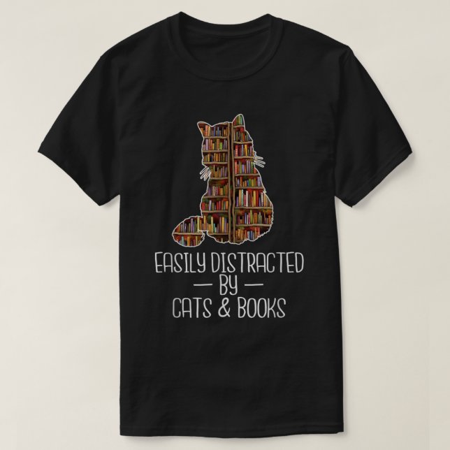 Lättspridd av Cats Bokar Älskare Bok Nerd L T Shirt (Design framsida)
