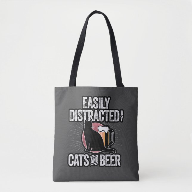 Lättspridd av Cats och Beer Tote Bag Tygkasse (Framsida)