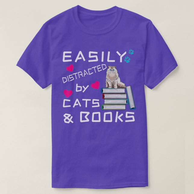 Lättspridd av Cats och BooksCat Bok Älskare T Shirt (Design framsida)