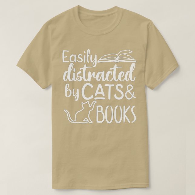 Lättspridd av Cats och BooksCat Bok Älskare T Shirt (Design framsida)
