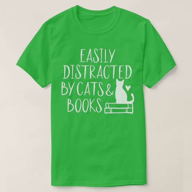 Lättspridd av Cats och BooksCute Bok Älskare T Shirt (Design framsida)