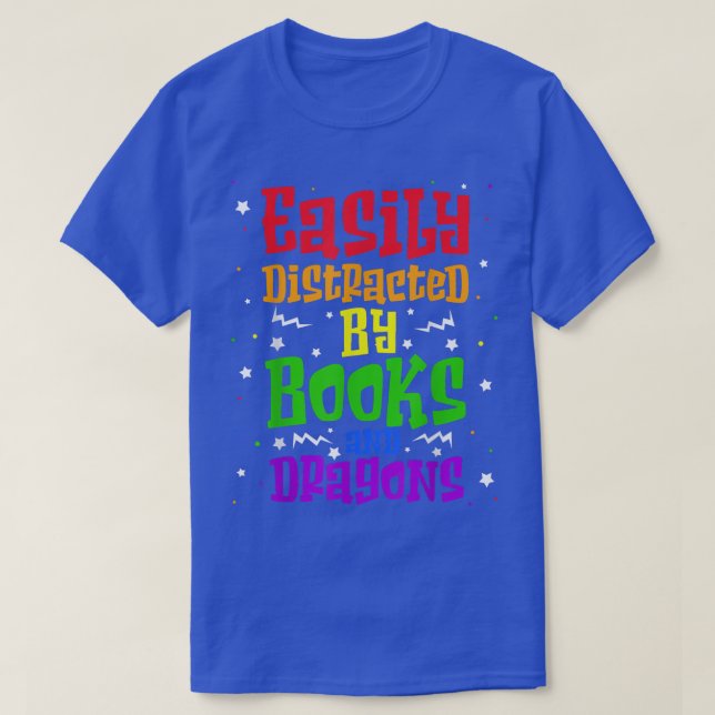 Lättspridd av drakmer och Bokar Älskare T Shirt (Design framsida)
