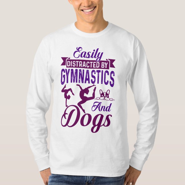 Lättspridd av gymnastika och Hundar T Shirt (Framsida)