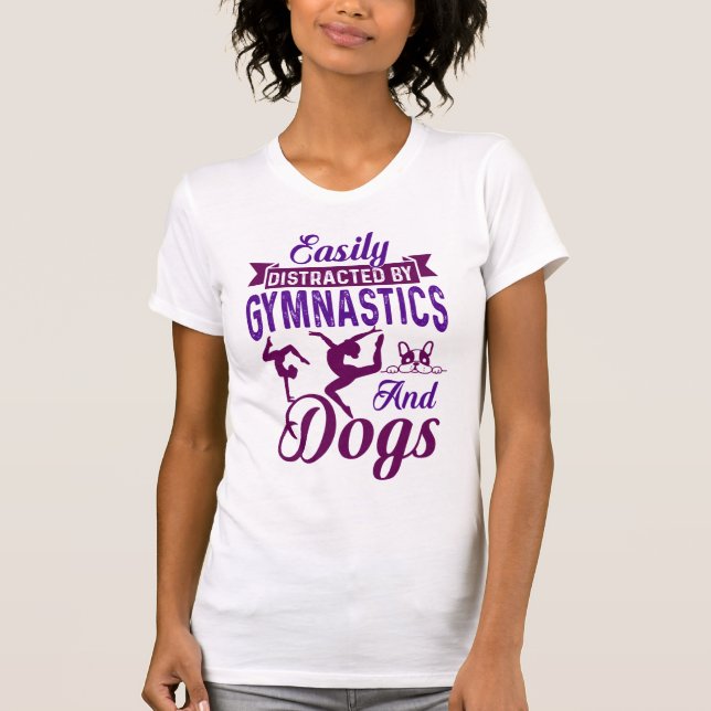 Lättspridd av gymnastika och Hundar T Shirt (Framsida)
