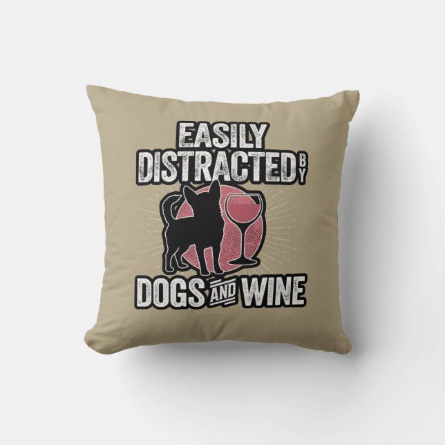 Lättspridd av Hundar och Vin Dekorativ kudde (Framsida)