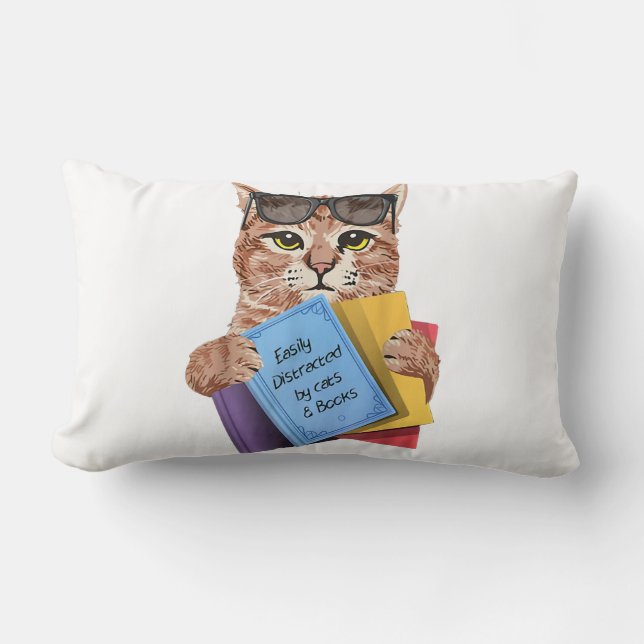 Lättspridd av katter _ Bokar Cat Bok Cute Lumbarkudde (Framsida)