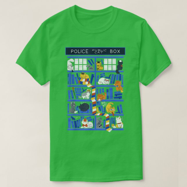 Lättspridd av katter och Bokar Cat & Bok L T Shirt (Design framsida)