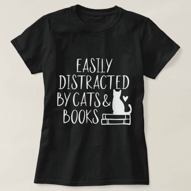 Lättspridd av katter och Bokar - Cute Bok Lo T Shirt (Design framsida)