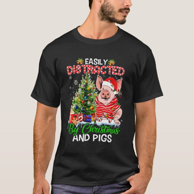 Lättspridd av och Grisar jordbrukare Julafton för  T Shirt (Framsida)