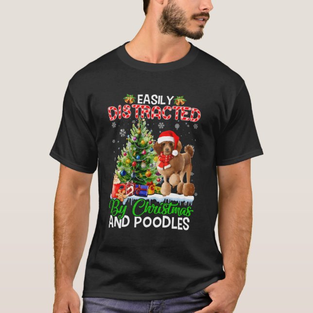 Lättspridd av och Pudel Hund Julafton för Chri T Shirt (Framsida)