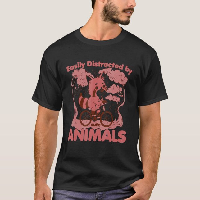 Lättspridd av söta djur Röda Panda Bycicl T Shirt (Framsida)