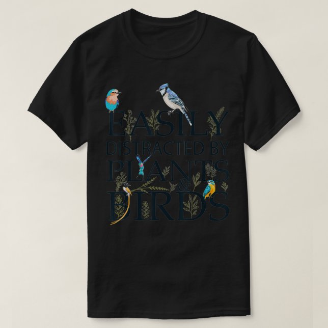 Lättspridd av växter och fåglars trädgård t shirt (Design framsida)