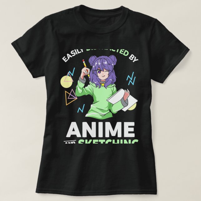 Lättspridd genom Anime och Sketching Anime Tee (Design framsida)