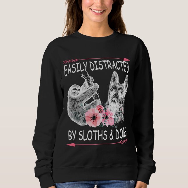Lättspridda Sloths Hundar Flowers T Shirt (Framsida)