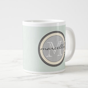 Lätttexturerat Grått-monogram Jumbo Mugg