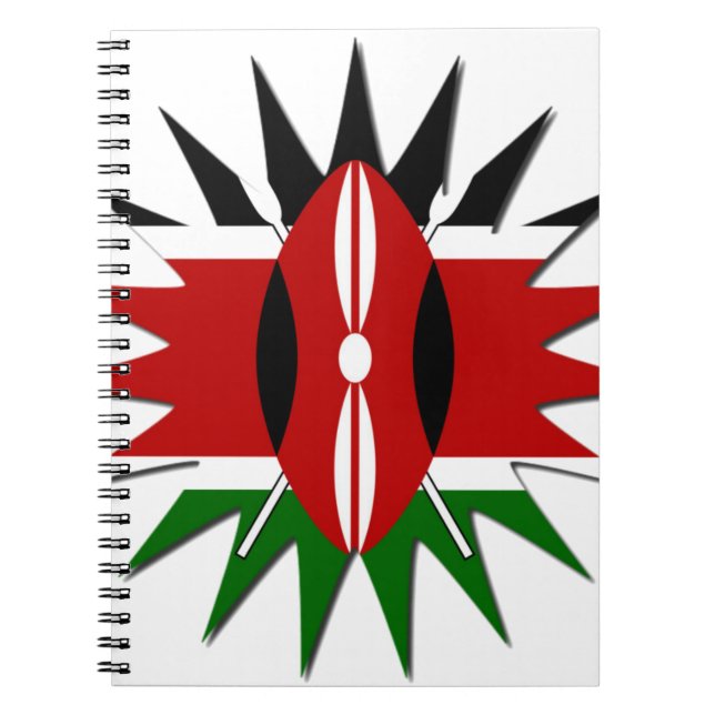 Lättvibrant Kenyan Flagga: An 18-Star Art Anteckningsbok Med Spiral (Framsidan)
