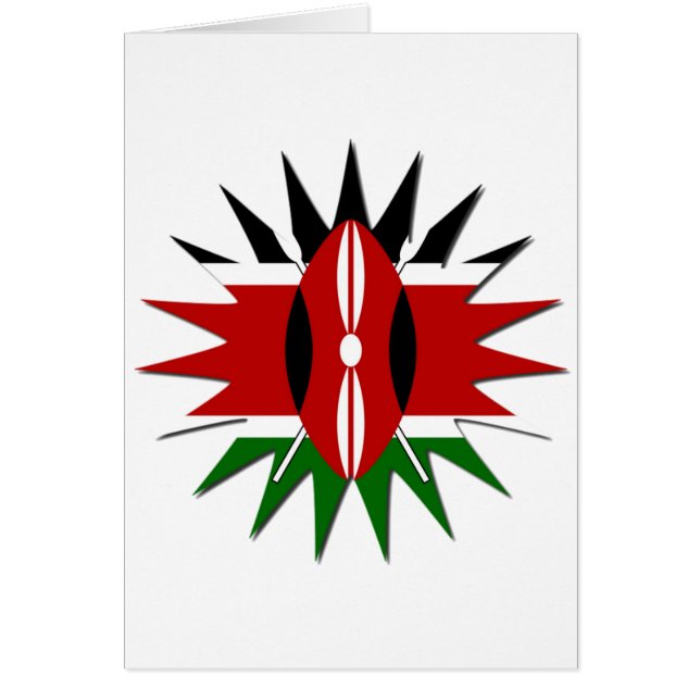 Lättvibrant Kenyan Flagga: An 18-Star Art Hälsningskort (Framsidan)