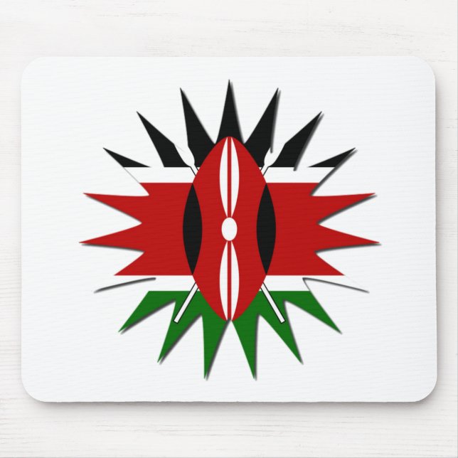 Lättvibrant Kenyan Flagga: An 18-Star Art Musmatta (Framsidan)