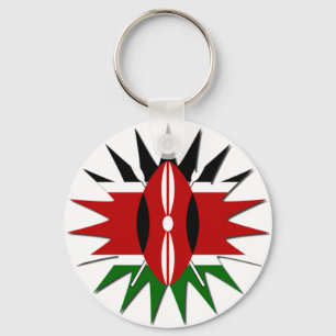 Lättvibrant Kenyan Flagga: An 18-Star Art Nyckelring