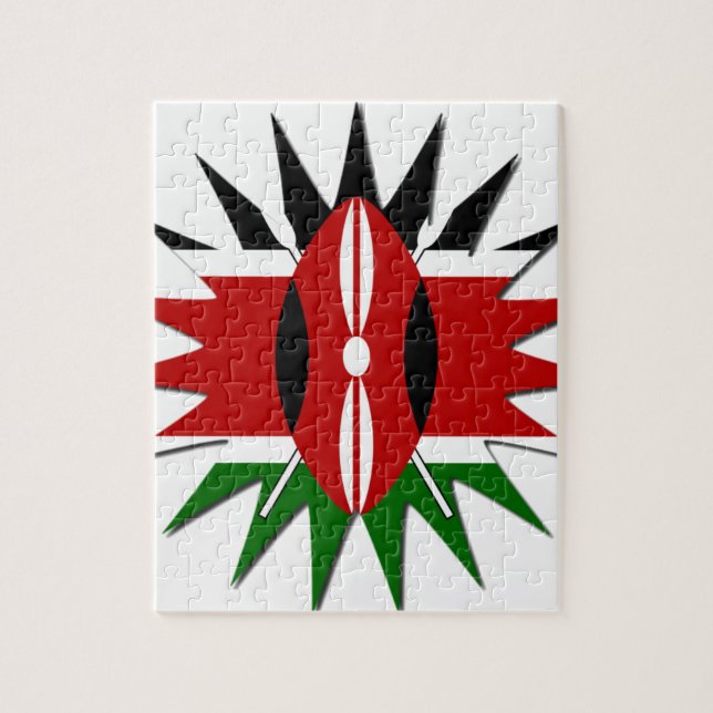 Lättvibrant Kenyan Flagga: An 18-Star Art Pussel (Vertikal)