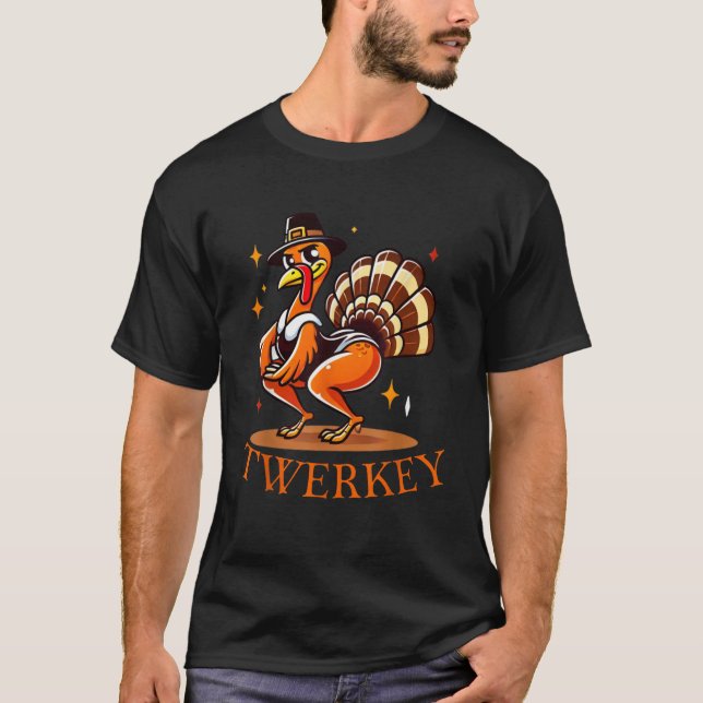 Låtusning Terkey Twerking Turkey Dance Pilgrim Tac T Shirt (Framsida)