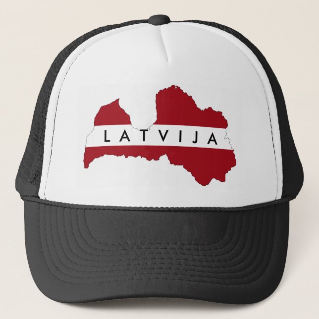 latvia latvija land flagga karta truckerkeps (Framsida)