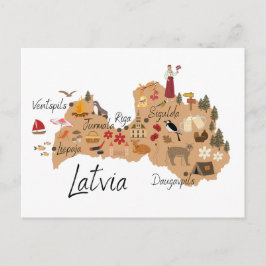 Latvia travel map vykort