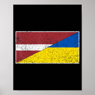 LATVIA UKRAINA FLAGGA LATVIAN UKRAINAS NATIONALITE POSTER