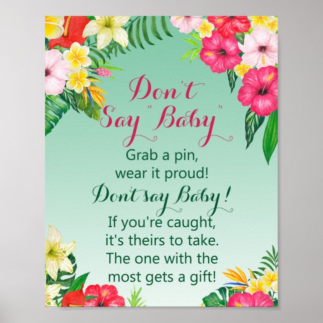 Lau Tropical Baby Shower-skylt Poster (Framsidan)