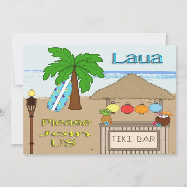 Laua/Tiki partyinbjudningar Inbjudningar (Framsida)