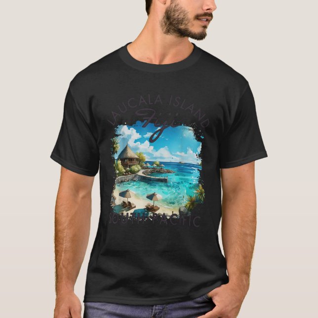 Laucala Island Fiji South Pacific Travel Resa Summ T Shirt (Framsida)