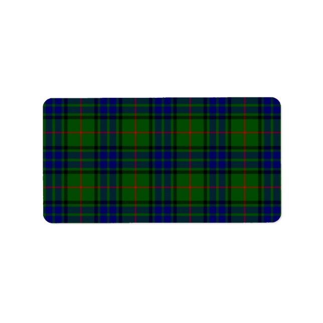 Lauder tartan Blue grönt plaid Adressetikett (Framsidan)