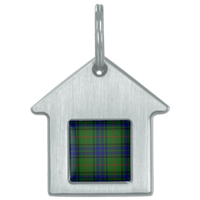 Lauder tartan Blue grönt plaid ID-bricka Husdjur (Framsidan)