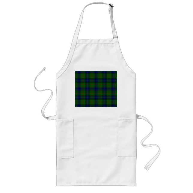 Lauder tartan Blue grönt plaid Långt Förkläde (Framsidan)