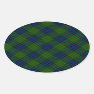 Lauder tartan Blue grönt plaid Ovalt Klistermärke