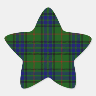 Lauder tartan Blue grönt plaid Stjärnformat Klistermärke