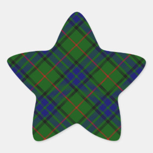 Lauder tartan Blue grönt plaid Stjärnformat Klistermärke