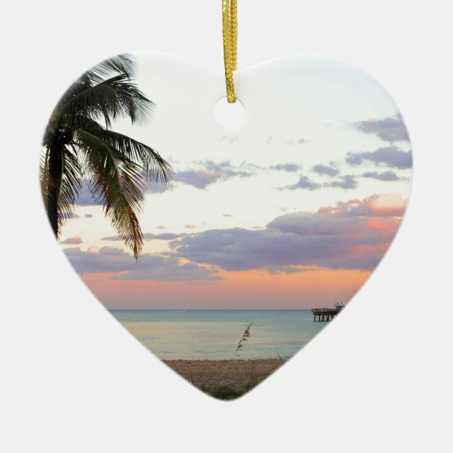 Lauderdale-vid--Hav Florida solnedgång Julgransprydnad Keramik (Framsidan)