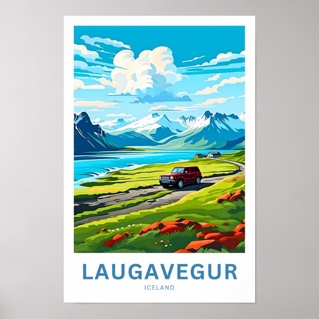 Laugavegur Island Travel Skriv ut Poster (Framsidan)