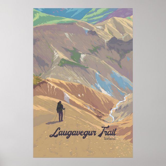 Laugavegur Stig Island Resemålning Poster (Framsidan)