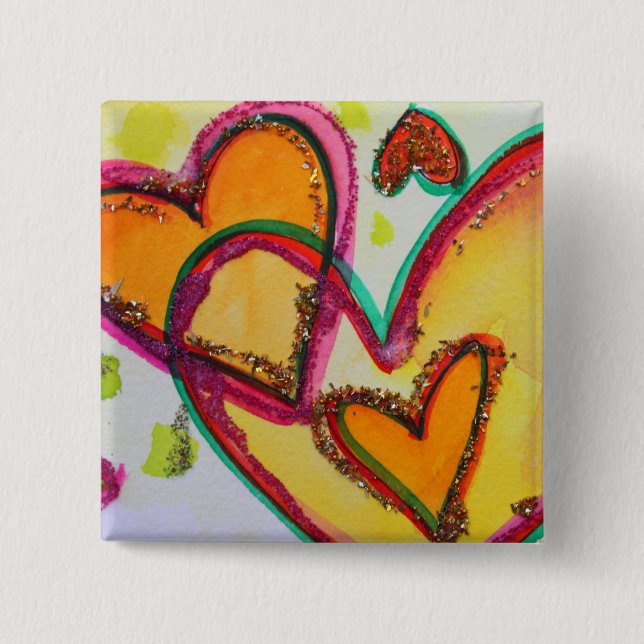 Laugh Hearts Connect Art-knappar eller Lapel Pins (Framsida)