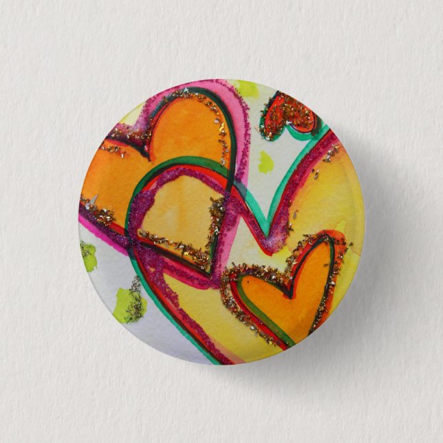 Laugh Hearts Connect Art-knappar eller Lapel Pins (Framsida)