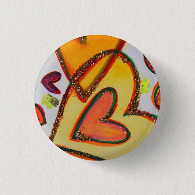 Laugh Hearts Crossing Art Buttons eller Lapel Pins (Framsida)