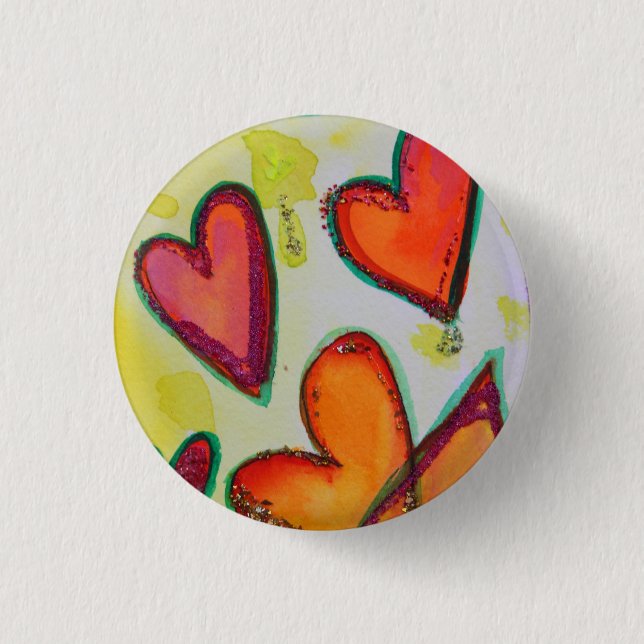 Laugh Hearts Flies Art Buttons eller Stift Jewelry Knapp (Framsida)