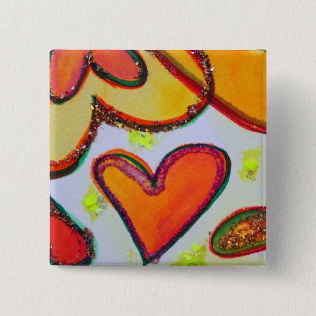 Laugh Hearts Garden Art Buttons eller Lapel Pins (Framsida)